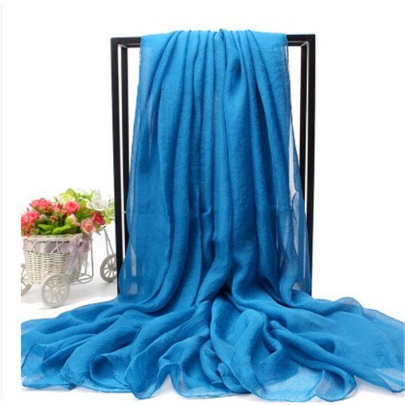 Extra Large Imitation Silk Scarf Solid Color Silk Scarf Seaside Beach Towel Long Spring and Autumn Women's Gauze Scarf Chiffon Scarf Women