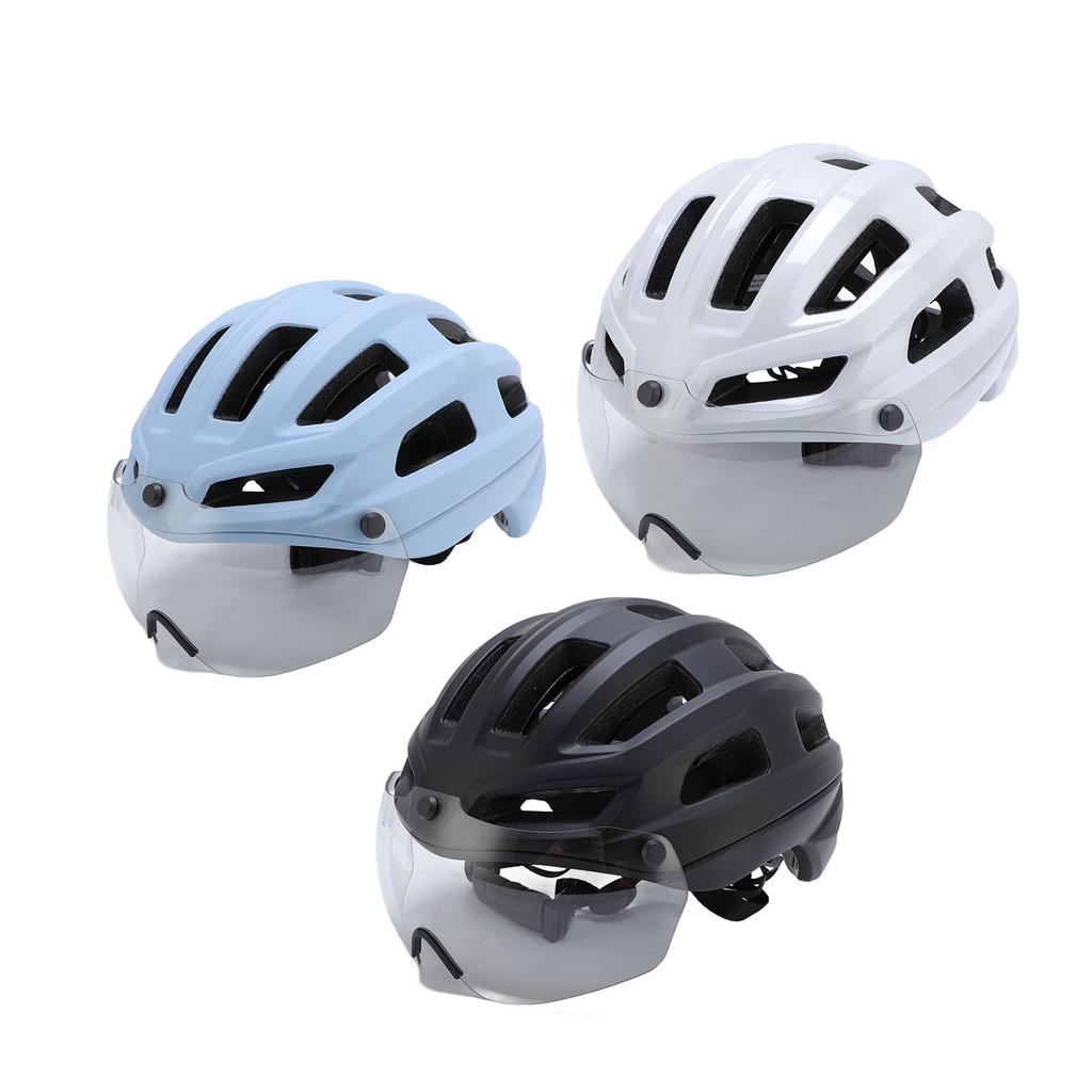 Bike Helmet with Magnetic Photochromic Goggles PC EPS Windproof Impact Proof Lightweight Breathable 