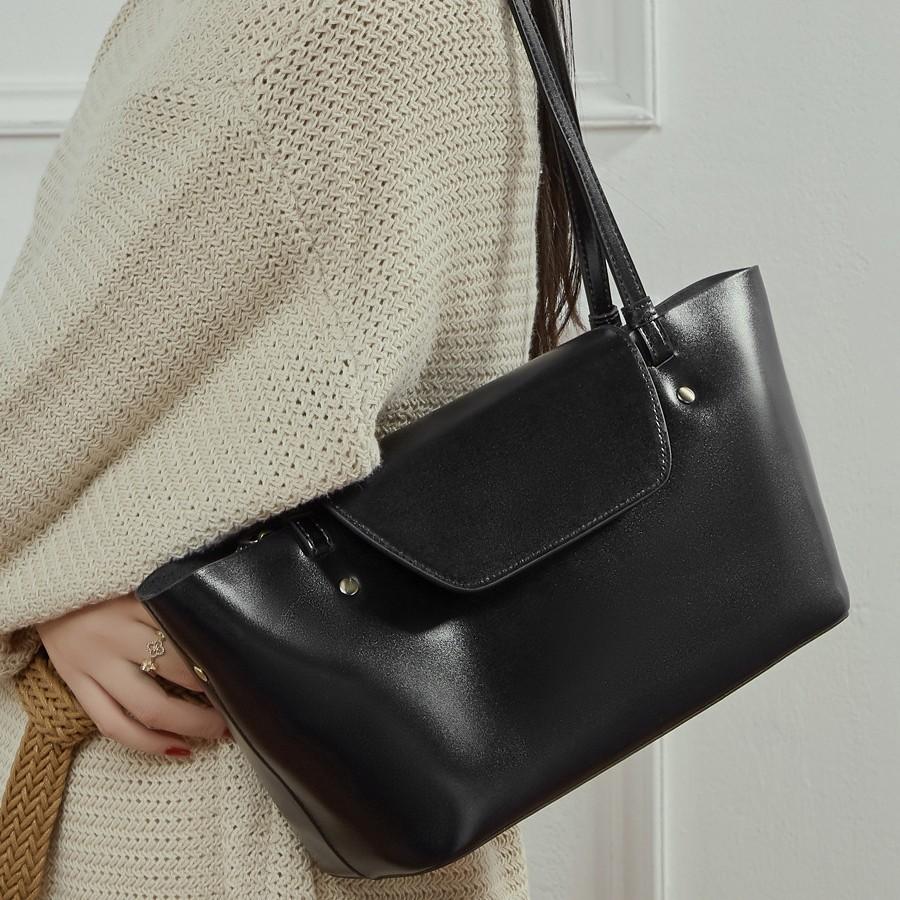 Cross-border genuine leather women's handbag, vintage and elegant Boston bag, women's vegetable-tanned leather shoulder bag, ladies' crossbody bag
