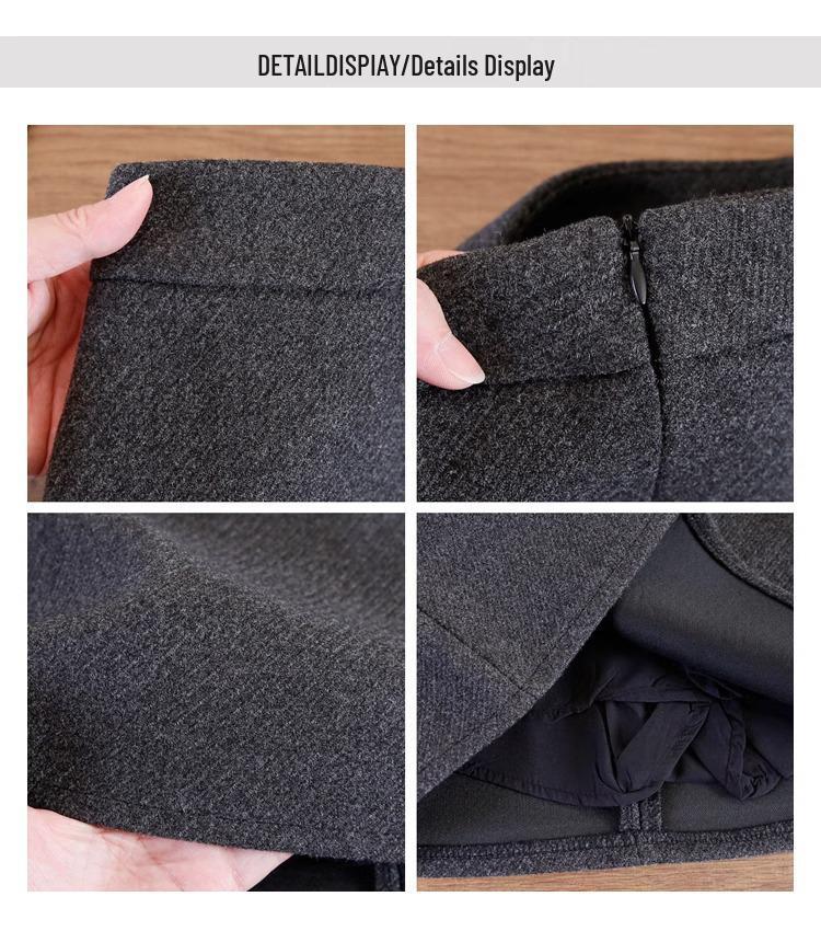 Korean Style Retro Wool Blend A-line High Waist Short Skirt - Women's Trendy, Comfortable Spring/Autumn Inner Wear