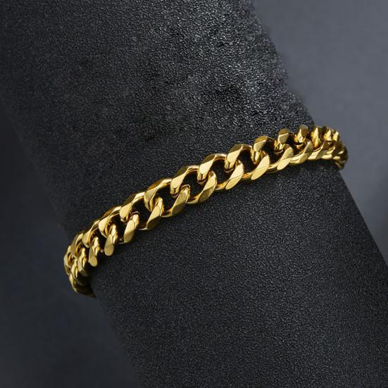 Herren Armband Kette plattiert Edelstahl Hip Hop geometrische kubanische Link Armband Schmuck