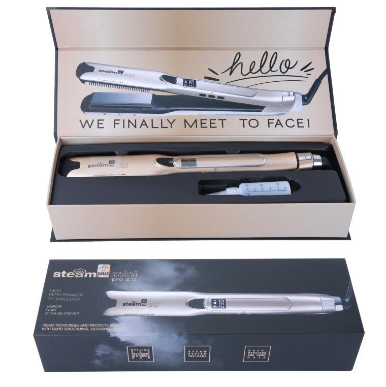 

New Travel Size Mini Steam Straightener & Curler, Narrow Spray with Negative Ions for Damage-Free Hair EU Plug золотой