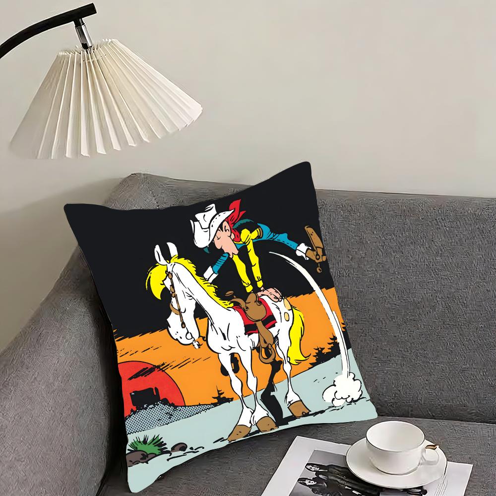 Lucky Luke Cartoon Cushion Cover Reversible Plush Pillow Cover – For Car, Sofa, Bedroom, Perfect As A Gift.