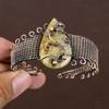 Natural Fossil Coral Gemstone Handmade Copper Wire Wrap Bangle Adjustable A4L95