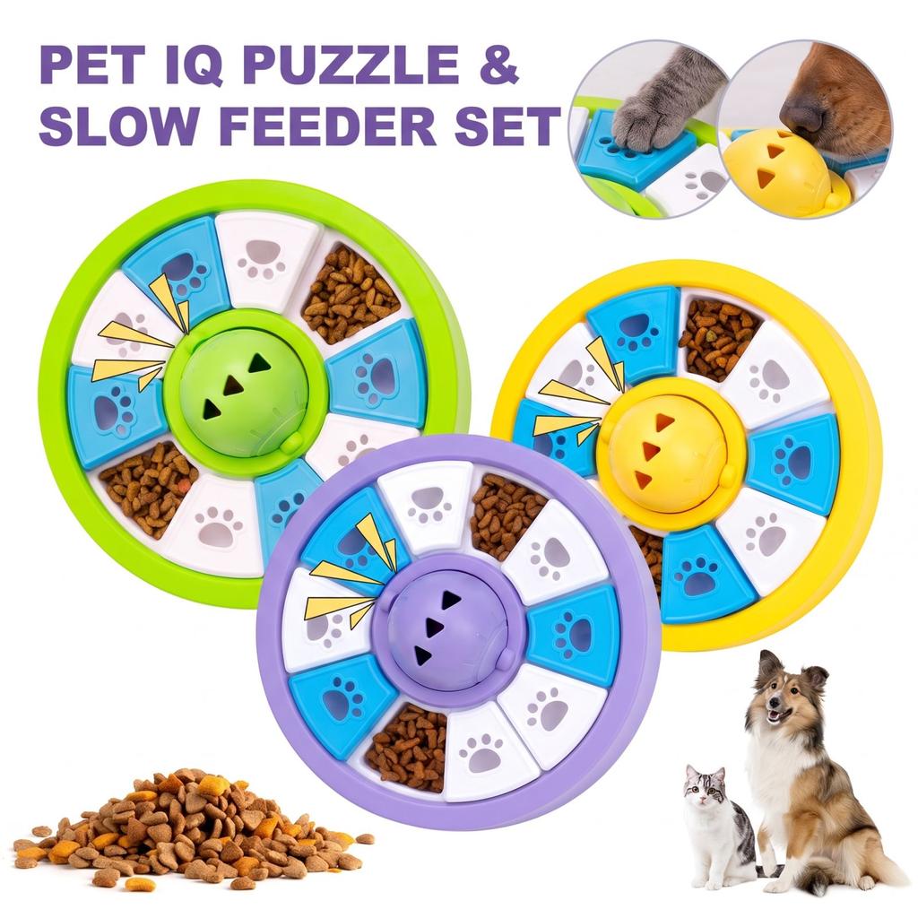 Interactive Dog Slow Feeder Bowl with -Gulping Design - Fun Hiding Puzzle Toy for Small Medium Large Breeds