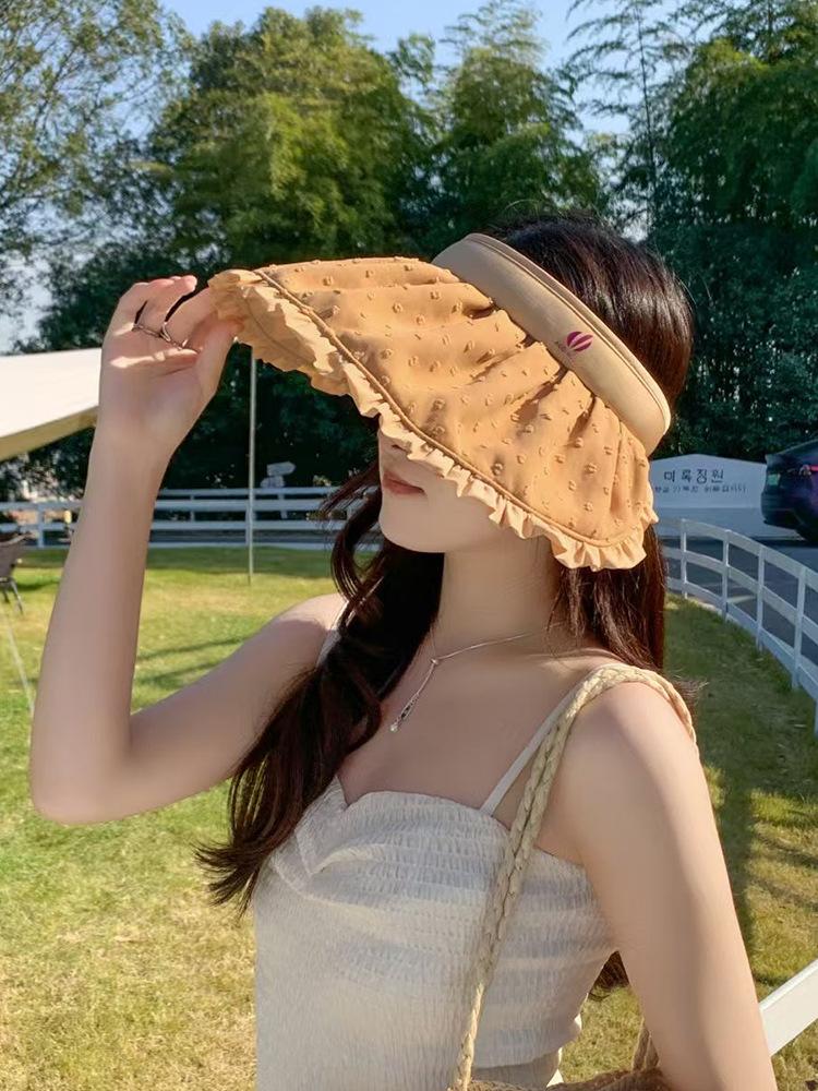 

2025 sunscreen empty top hat women s outdoor fashion sunscreen shell hat showing face small beach travel visor one size fits all