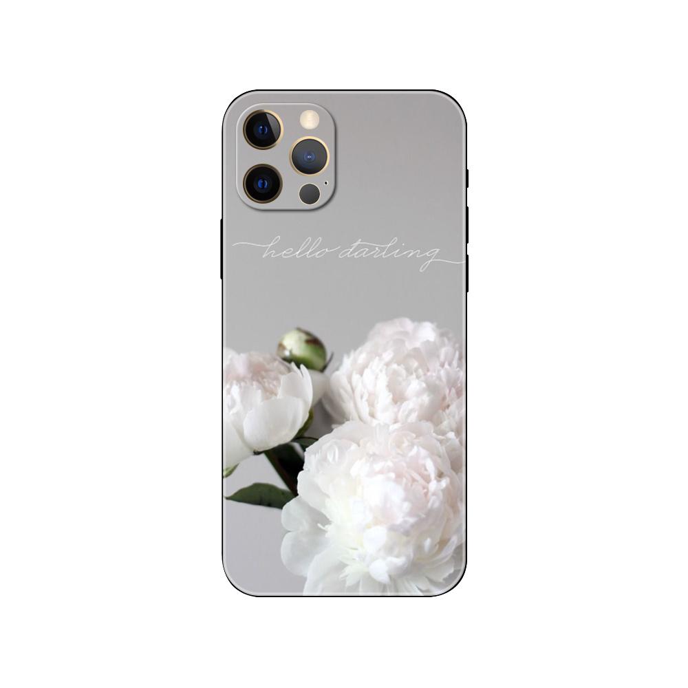 Peonies Beautiful Flower Phone Case for Iphone 5 5s 2020se 6 6s 7 8 Plus X 10 XR XS 11 12 13 Mini Pro MAX Black Tpu Back Cover