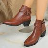 British High-heeled Martin Boots Plus Size Autumn Belt Buckle Side Zipper Thick-heeled Fashion Boots 43