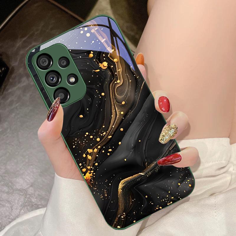 Dark Gilded Black For Samsung Galaxy S10 4G S20 11E 30 S21 21Fe 22 S24 Pro S23 Ultra 5G S8 S9 Tempered Glass Phone Case