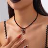 Beaded Necklace Halloween Black and Red Beads Adjustable Pendant Necklace   Pendant Clavicle Chain