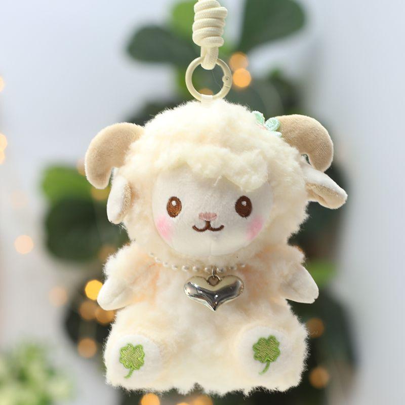 Soft Fluffy Lamb Plush Keychain with Necklace Durable Backpack Charm for Kids Birthday Holiday Souvenirs