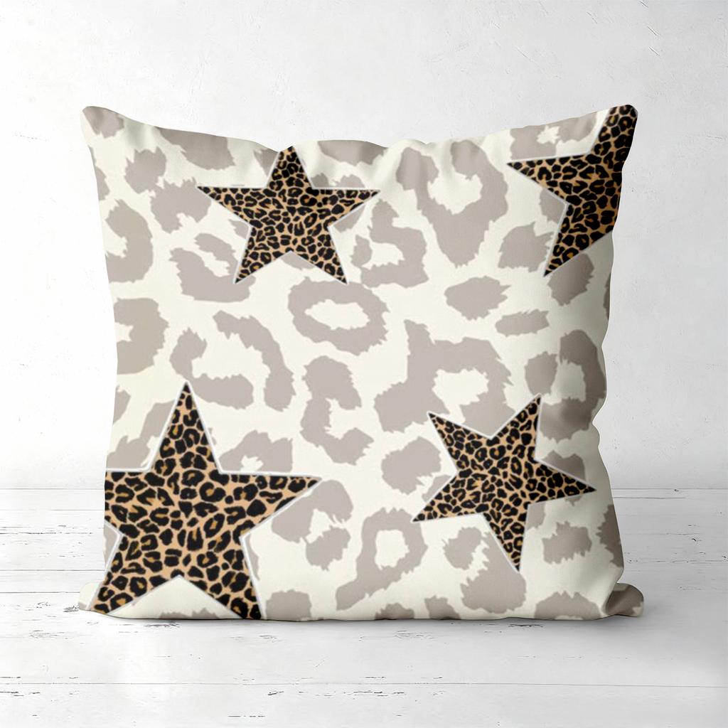 Leopard Print Star Pattern Decorative Throw Pillows Polyester pillowcase, sofa decorative cushion cov Headboard Pillow