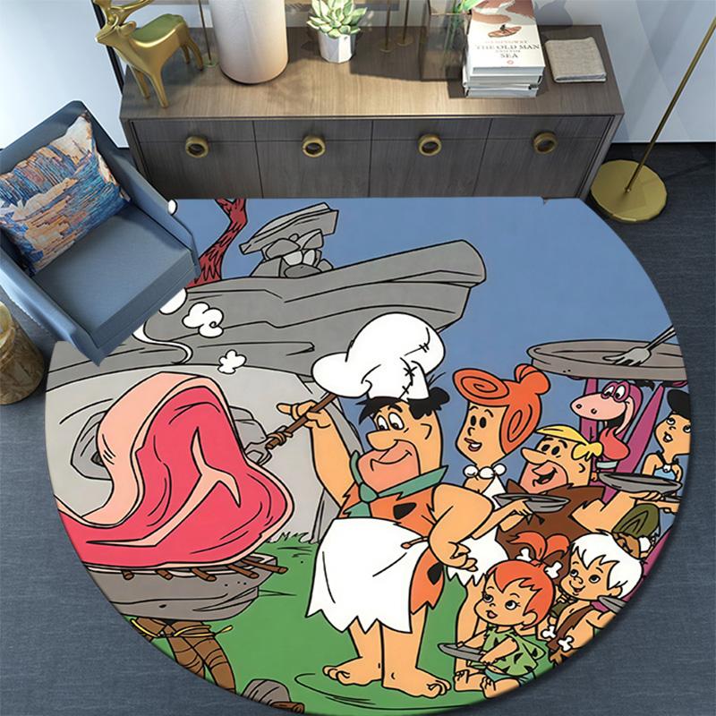 The Flintstones2 Round Area Rug,Carpet Rug for Living Room Bedroom Sofa Playroom Decor,Non-slip Floor Mat