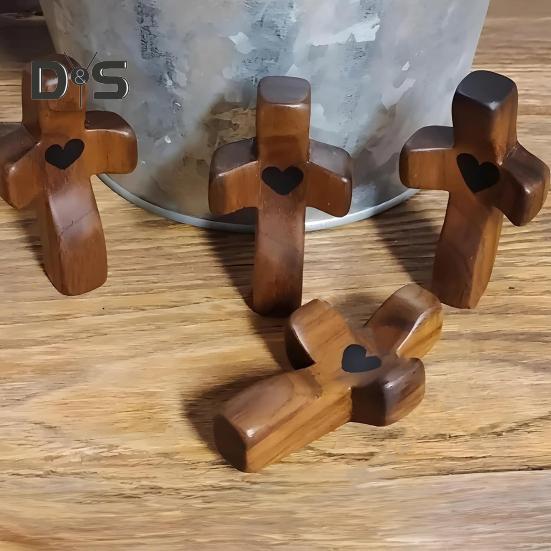 Handcrafted Wooden Fidget Cross Pocket Prayer Cross Fingertip Stress Relief Cross Gadget for Clutching Clinging And Praying Encouragement Gift