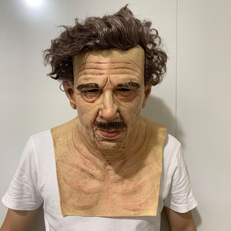 A cross-mirror Halloween new old man mask old lady hood dress up props spot old man