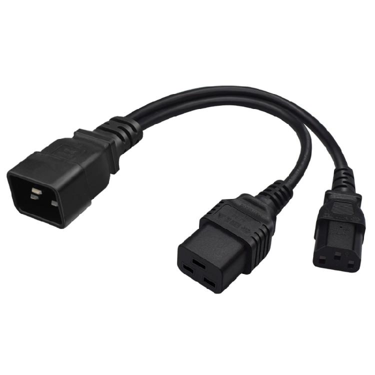 C20 to C13+C19 Y Splitter Power Plug Cord Single IEC 320 C20 Male to C13+C19 1