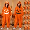 Damen Flannel Pyjama Overall mit Halloween-Print für gemütliches Entspannen