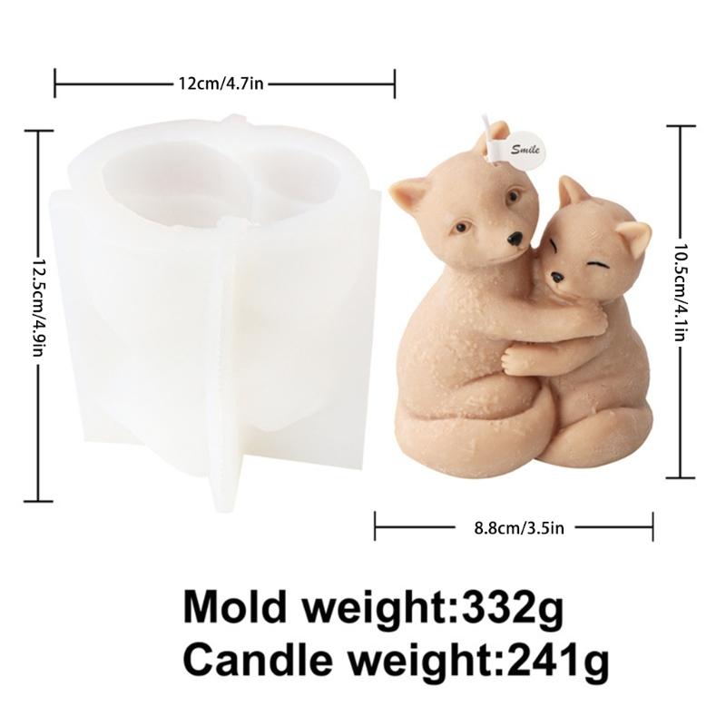 Hug Foxes Forma na aromaterapii na svíčky Tvar medvěda Vonné svíčky Silikonová forma Formy na aromaterapii Pryskyřice DIY Formy na klíče