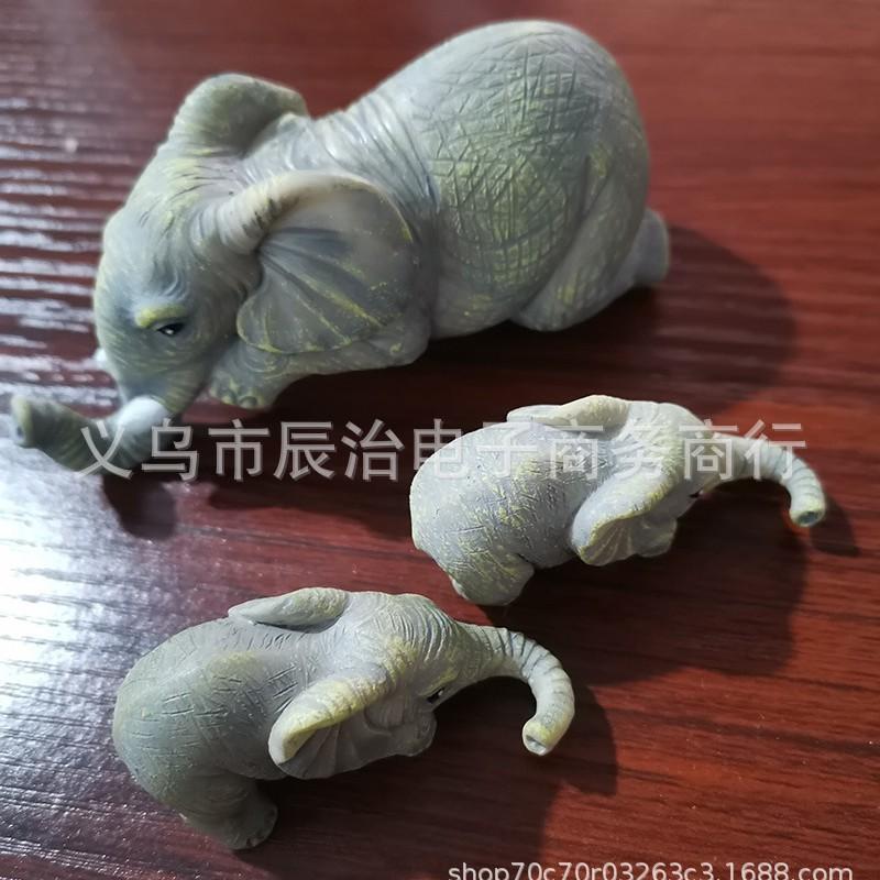Cute Elephant Figurines Elephant Hanging Little Elephant Resin Crafts Home Ornament Three-piece Set