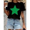 Women Casual T-Shirt with Large Green Star Harajuku Sleeve Casual Women's T-shirt Clothing Street Tops Tees Clothes