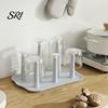 Cup Drying Rack for 6 Cups 6-Slot Plastic with Drip Tray Space-Saving Holder Countertop Organizer Mugs Glasses BPA-Free Kitchen Storage