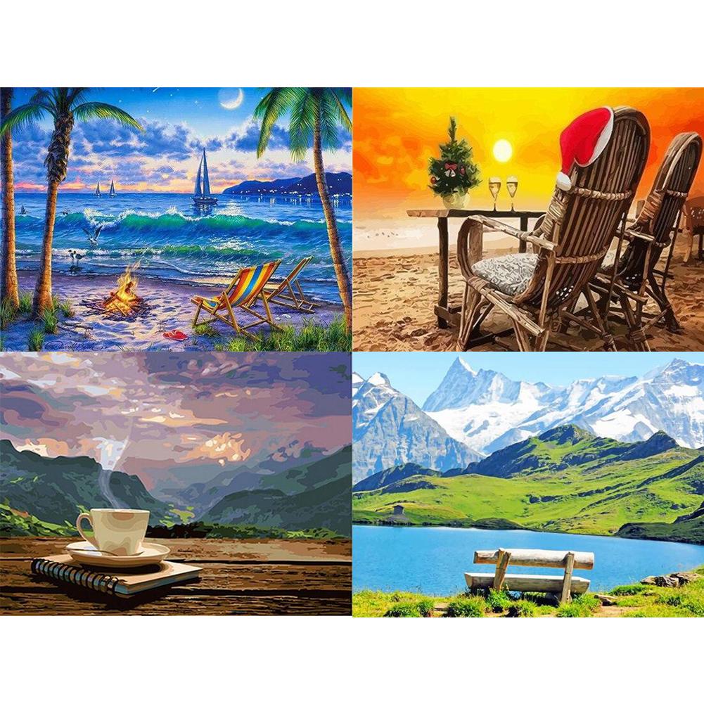 Buy DIY Oil Art Painting By Number Kit Landscape Hand Painted Craft