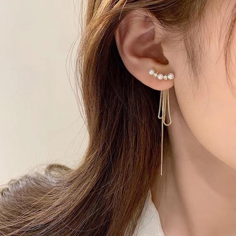 

Women s 14k Gold-Filled Freshwater Pearl Earrings with Zircon Tassels