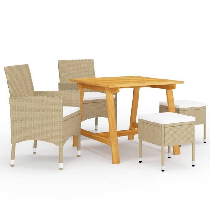 Exclusive House - 5 Pcs Garden Dining Set Beige