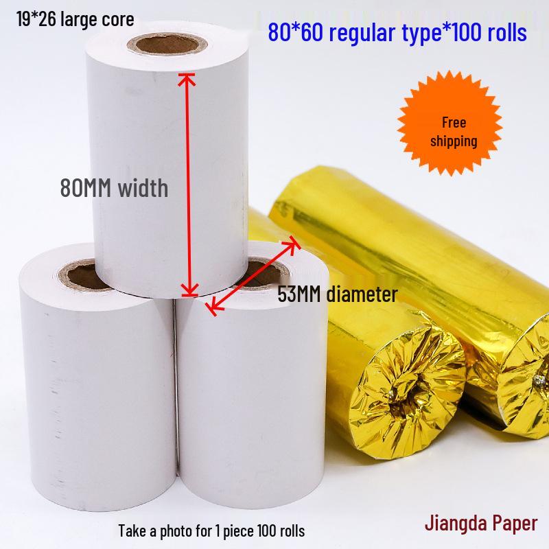 Enhanced Thermal Receipt Paper 80x60mm, 80x50mm - Kitchen-Grade, Waterproof, Tear-Resistant, Ideal for Delivery and Catering Printing.