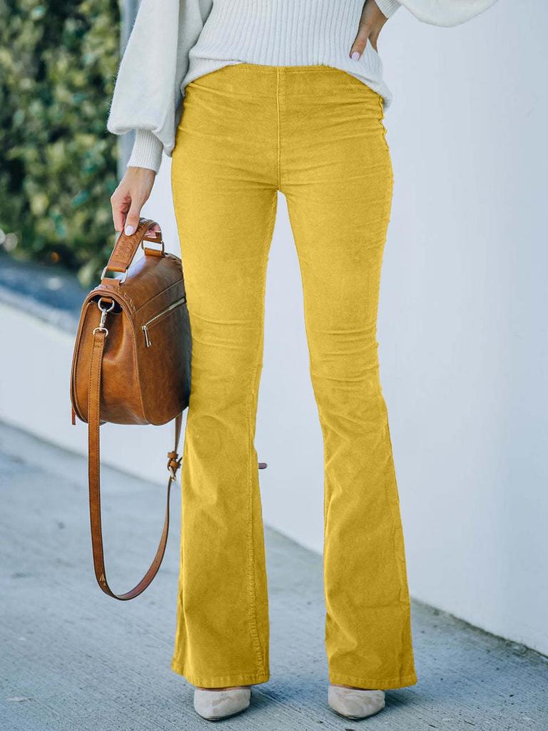 Spring 2025 Women's High-Waisted Micro-Flare Corduroy Pants