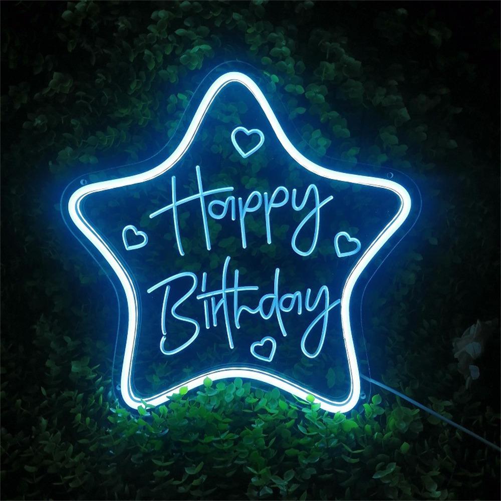 

Happy Birthday Letter LED Light Neon Sign Party Decoration Atmosphere Lamp for Birthday Celebration C