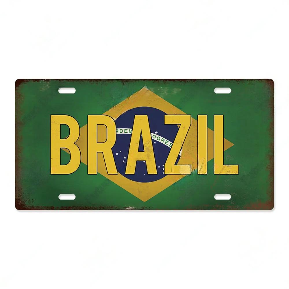 FJ Country National Flag Metal TinSigns Decor License Plate Plaque Metal Vintage Home Wall Decoration for Bar Pub Man Cave