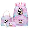 3-delige Tie Dye Panda Rugzak Set Kawaii Rugzak voor Naar School met Lunchtasje Etui, Reizen Dagrugzak voor Kinderen Meisjes