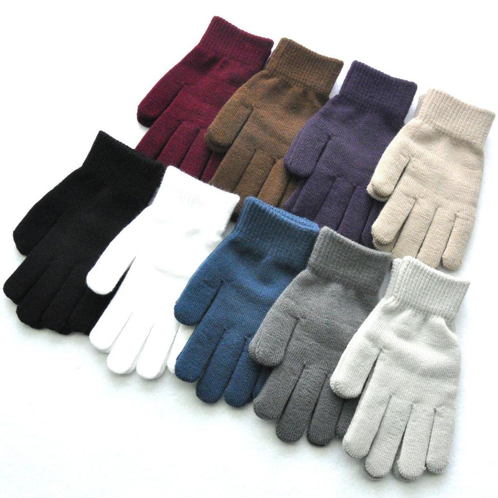 Thick Plush Knitted Wool Gloves for Men & Women - Winter Warm Solid Color Cycling Gloves