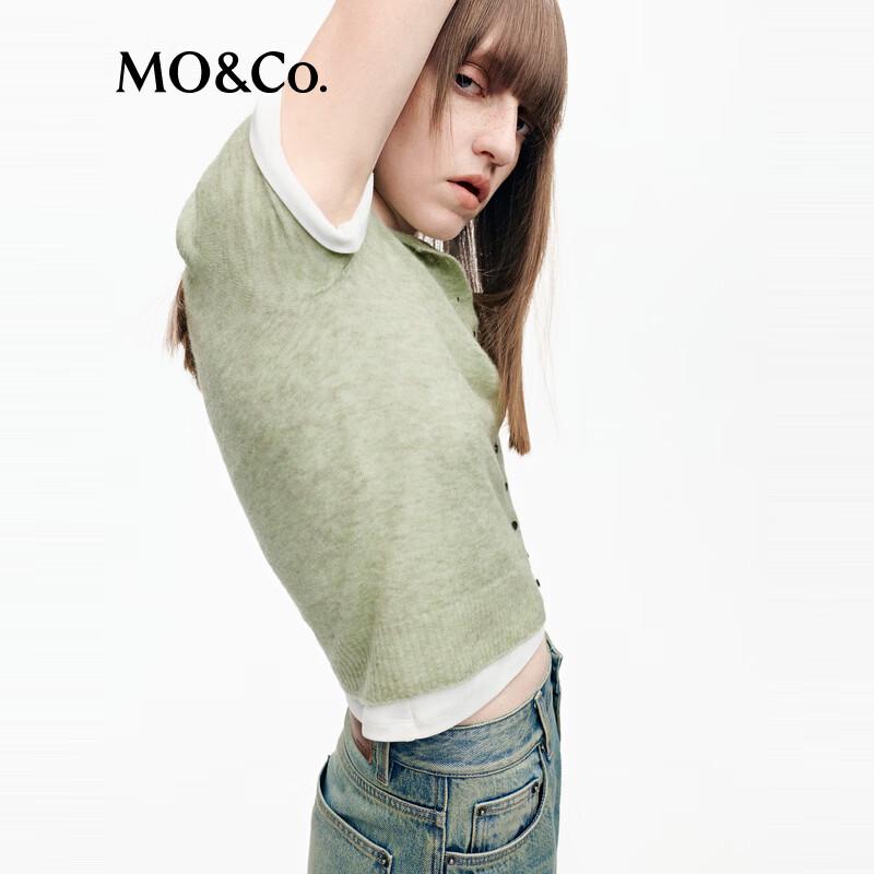 MO&Co. Lightweight Crew Neck Knit Cardigan