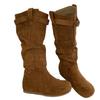 Sheepskin Version Retro High Tube Inner Height Increase Boots Women's Autumn and Winter Two Wear Pile Boots Flat Western Cowboy Boots Knight Boots