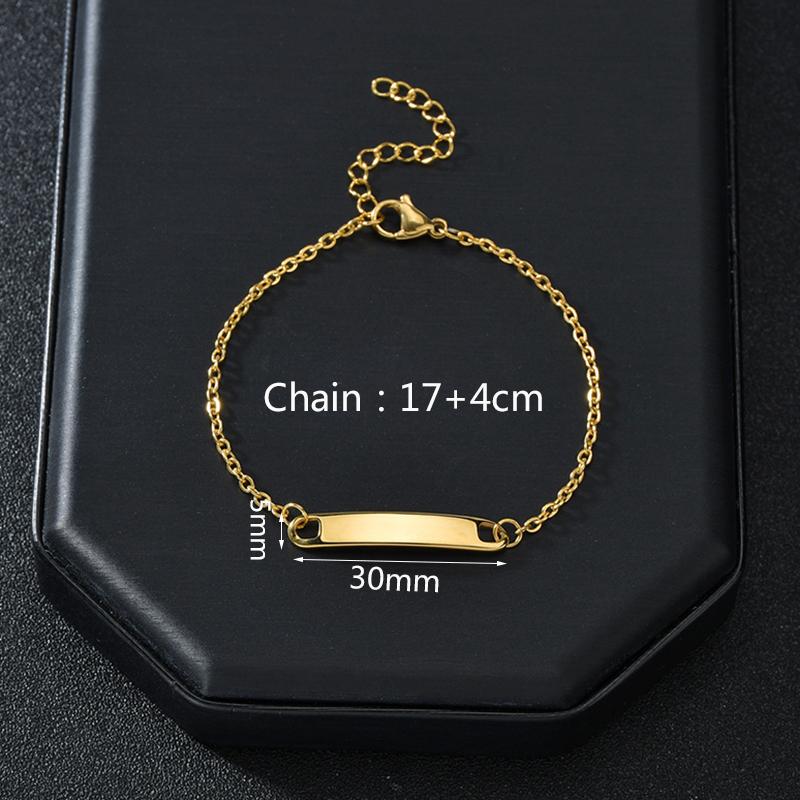 Bluelory Punk Engrave Name Custom Men Bracelets Gold Silver Black Color Stainless Steel Thick Chain Customized Couple Jewelry No Custom