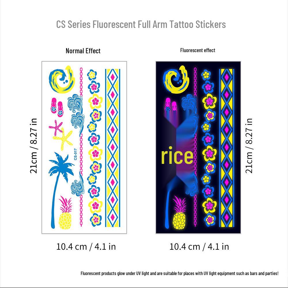 Fluorescent Waterproof Full Arm Feather Tattoo Sticker (Face/Body) - American Style in Stock