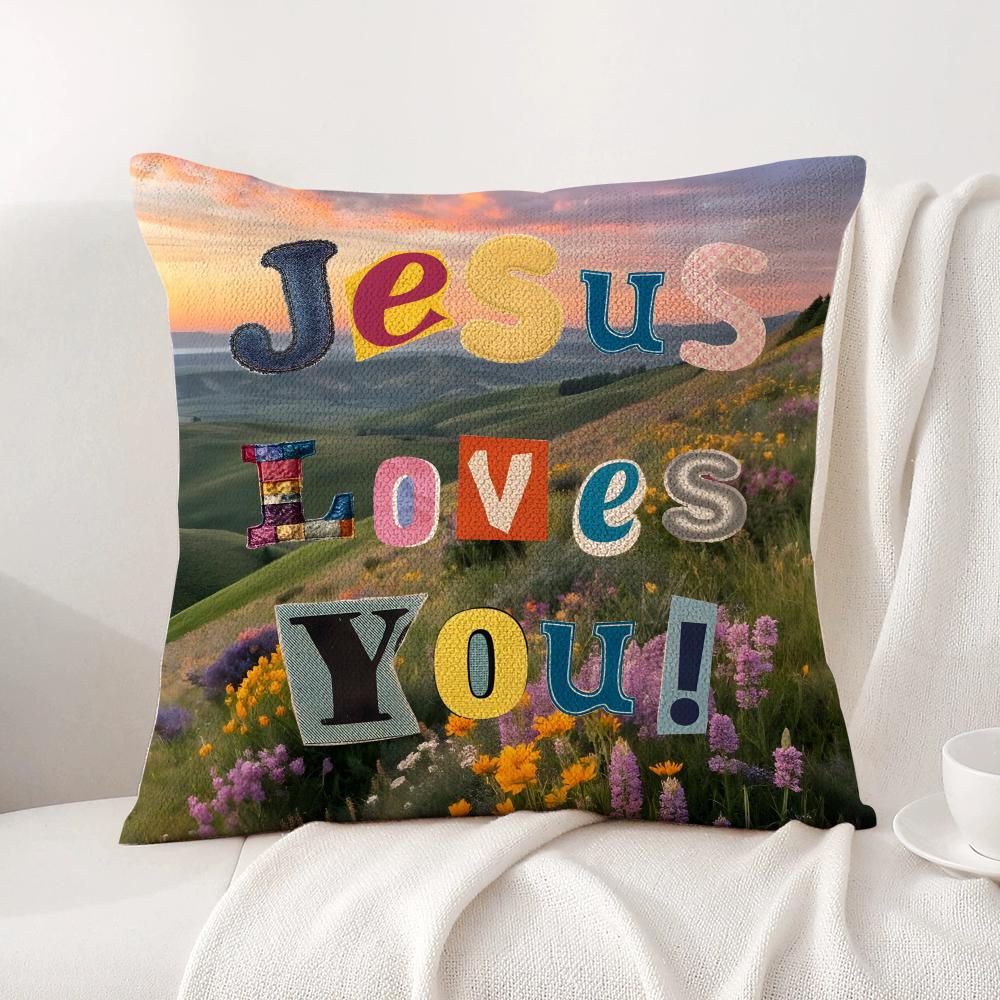 Positive Words Cushion Cover Natural Linen Organic Fabric DoubleSided Printing Sofa Home Decor Gift Pillow Cover