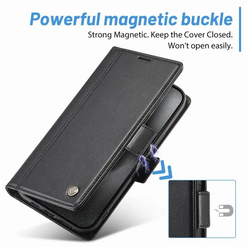 Magnetic Flip Leather Case For iPhone 16 15 14 13 12 Pro Max 11 X XS XR 7 8 Pro Plus Max Mini SE Book Card Slot Wallet Cover