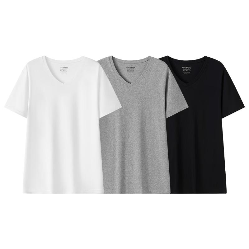 SCHIESSER Men's Comfort Cotton V-Neck Short Sleeve Top 3-Pack