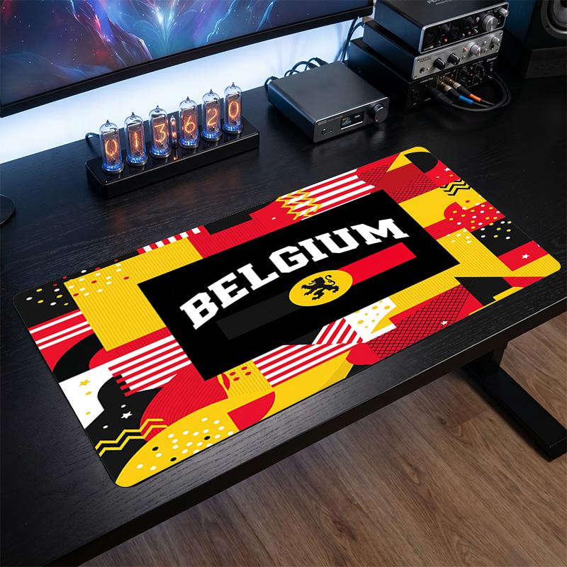 Belgium Football Crest Mouse Pad, Extended Non Slip Rubber Desk Mat for Gaming Office Laptop Fan Gift