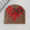 Heart Shape Spider Web Pattern Knitted Cap Winter Warm Fashionable Gift Casual
