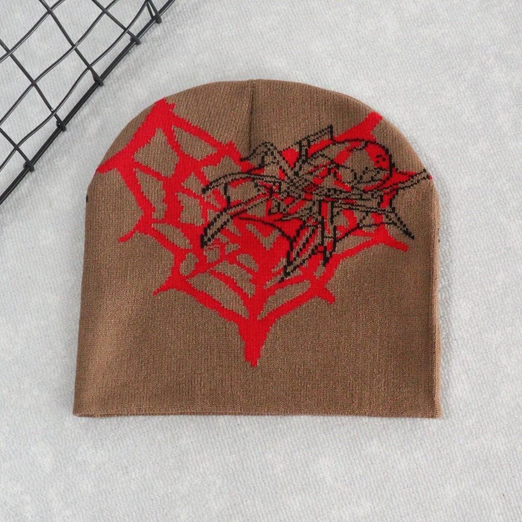 Heart Shape Spider Web Pattern Knitted Cap Winter Warm Fashionable Gift Casual