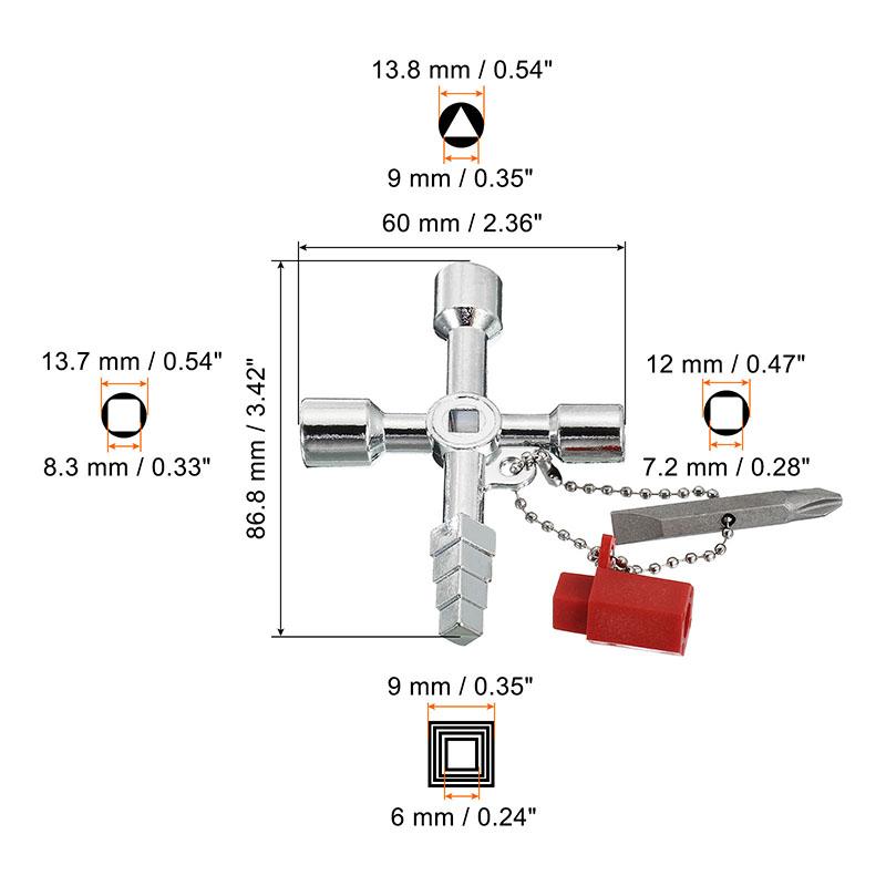 

2/4pcs Key Wrench 4 Ways Universal Square Triangle Wrench Tool for Electric Cupboard Box Cabinet Bleed Radiators Socket Wrench 2pcs