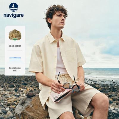 Men's Cotton Linen Short Sleeve Casual Shirt