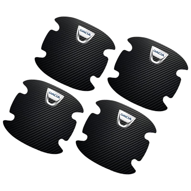 Interior Stickers Carbon Fibre Car Door Bowl Handle Protector 4PCS Anti-scratch Sticker Car Accessories for Renault Clio Laguna