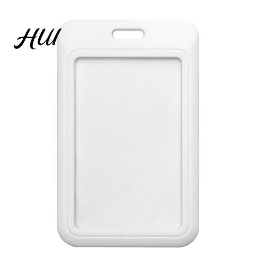 Protective Card Sleeve Sliding Badge Holder Vertical Hard Plastic Case Clear Protector Pouch for Employee ID Office School Credit Cards Proximity Key белый