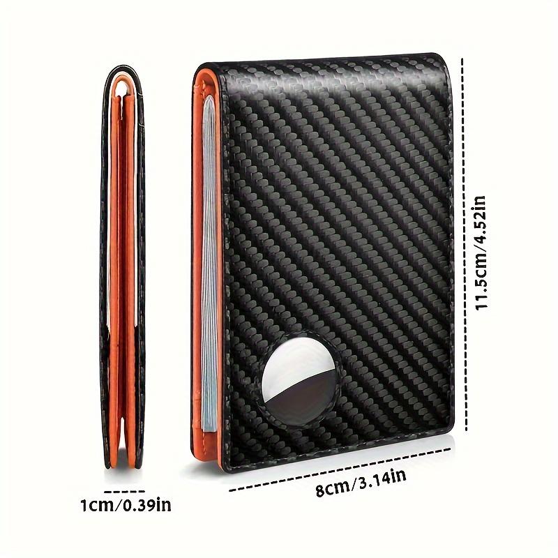 Rfid Carbon Fiber Leather Men Airtag Wallets Purse Credit Card Holder for Air Tag Purse Black Luxury Minimalist Wallet for Men