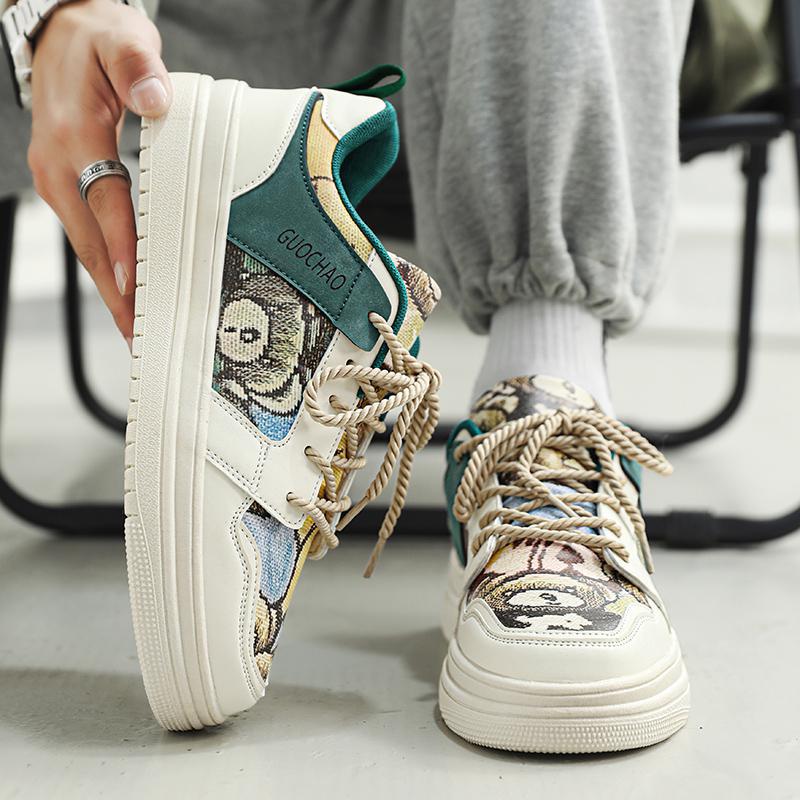 2025 autumn and winter new low-top board shoes personalized color matching student platform casual shoes fashion cartoon sports casual shoes
